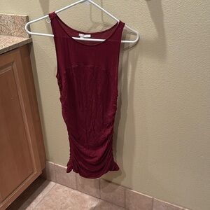 Halogen woman deep red long tank top